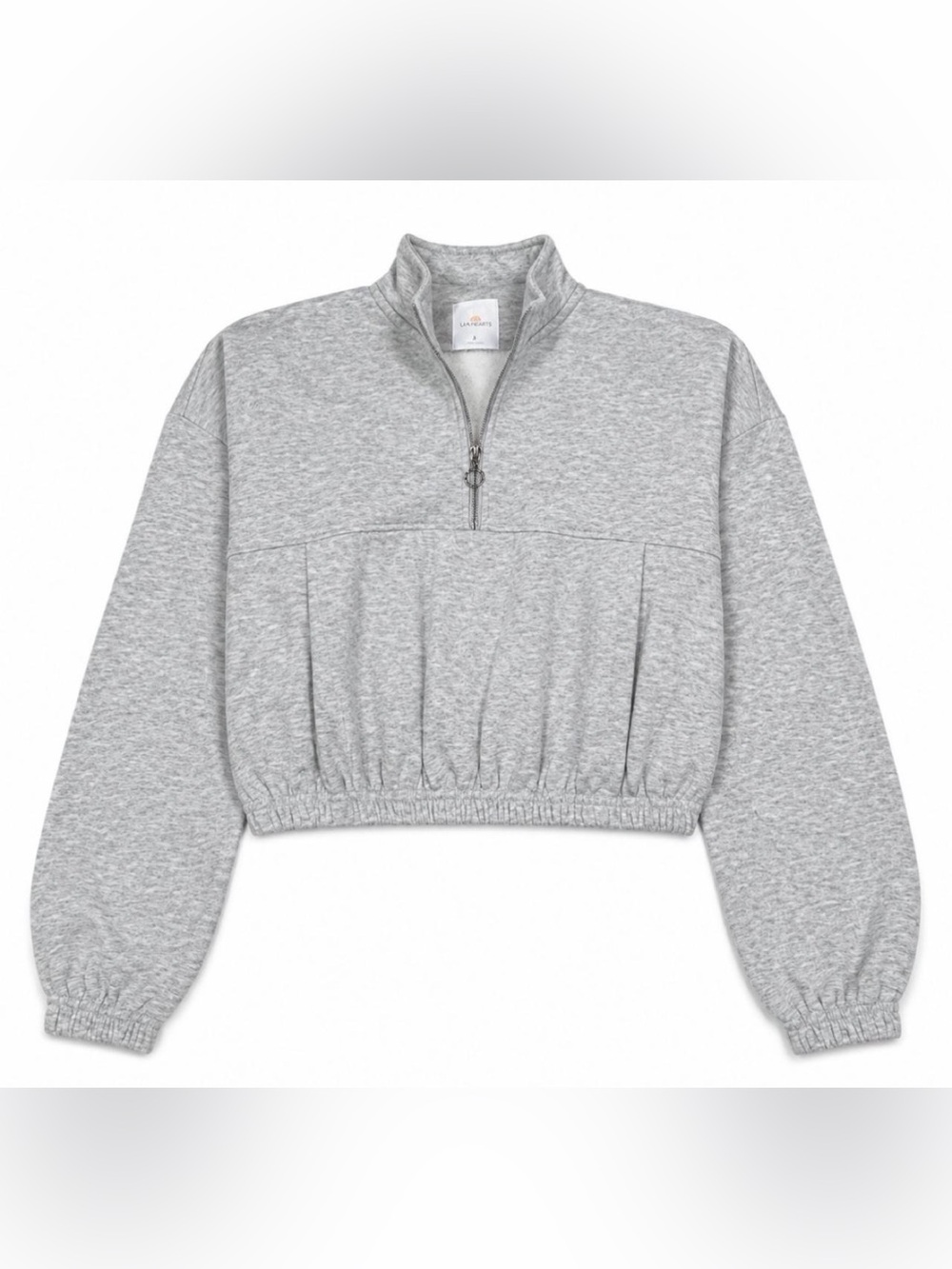 Lazy Sunday Gray Cropped Quarter Zip Fleece Sweatshirt Women’s Medium